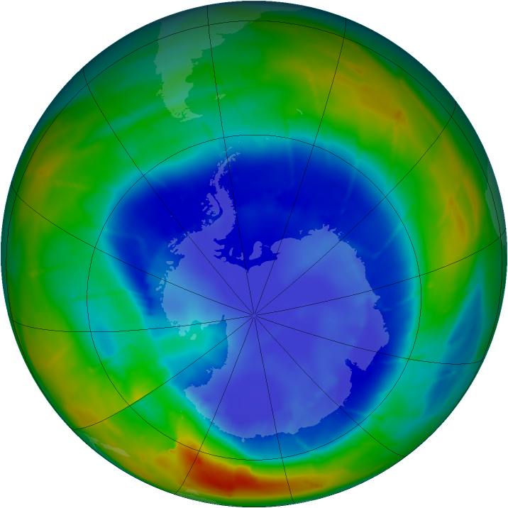 Antarctic ozone map for 26 August 2009